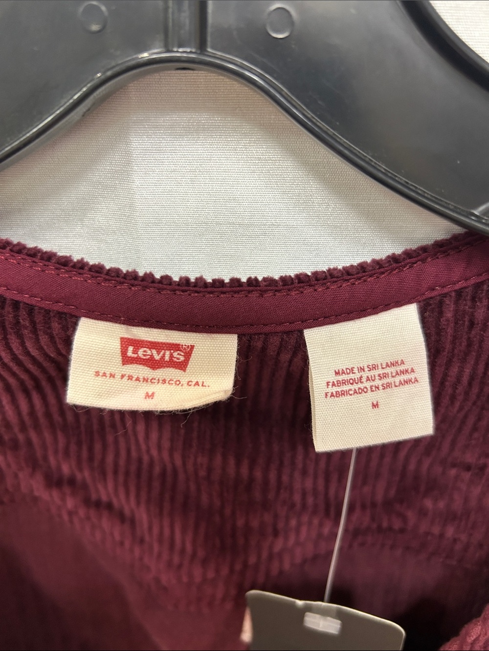 Levi's Women's Wine Corduroy Button-Front Mini Dress - Picture 4 of 7